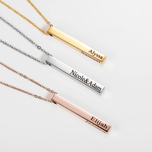 Engraved 3D Bar Necklace