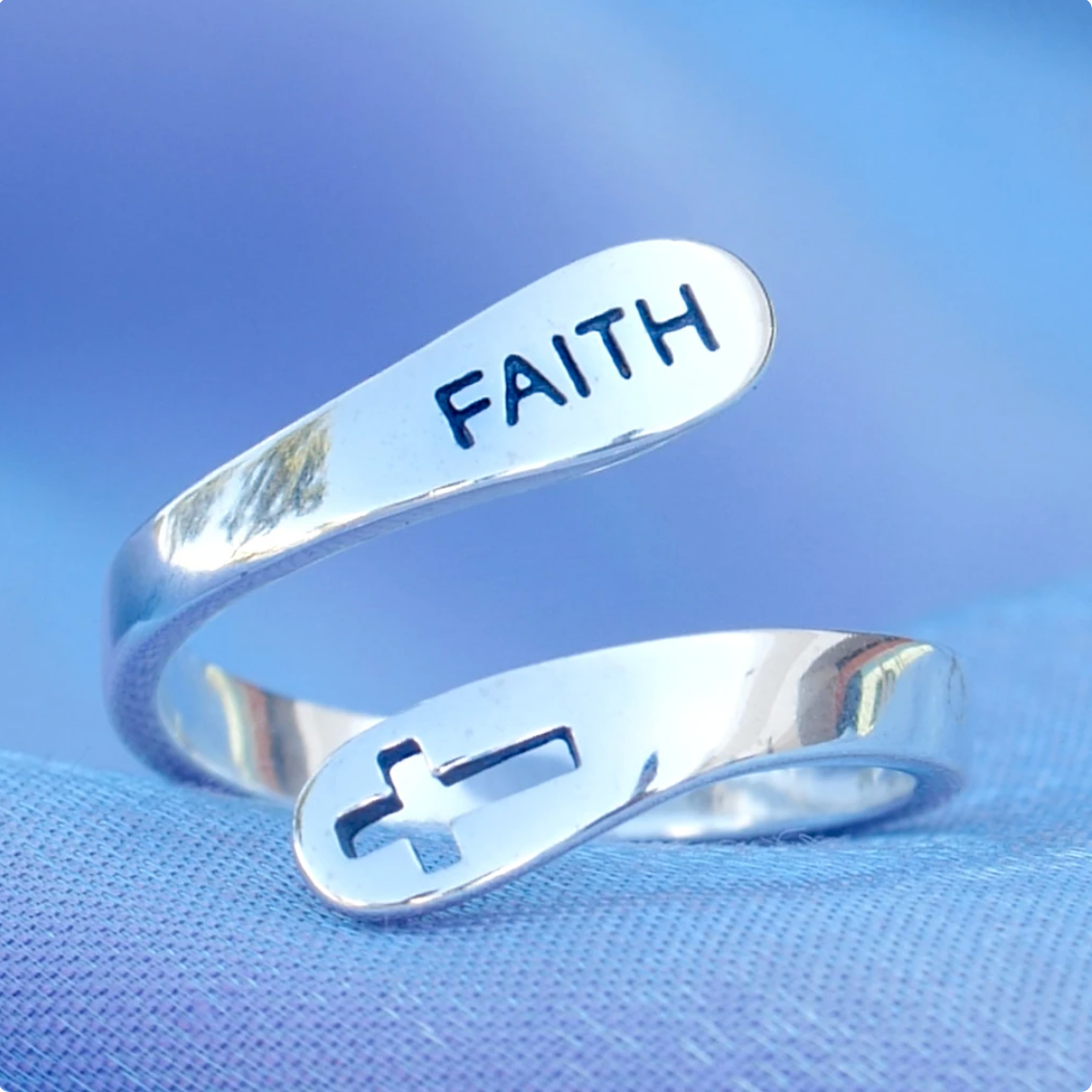 [$39 OFF] - Adjustable Pure Silver Faith Ring - Low in Stock